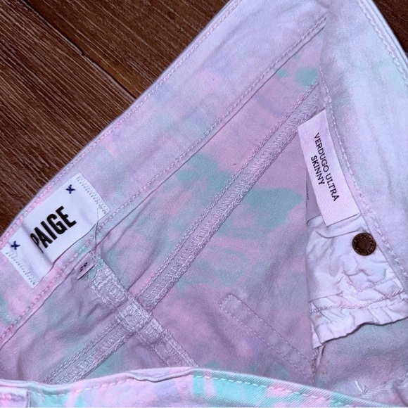 Paige Verdugo Ultra Skinny Jeans Pink Blue Swirl low rise - Picture 5 of 10